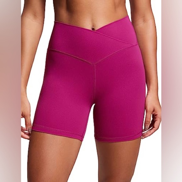 CRZ Yoga Butterluxe High Waisted Crossover Shorts Pink Women’s Size Small (4/6) - Picture 1 of 8